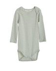 Serendipity organic cotton long sleeved jade stripe body suit