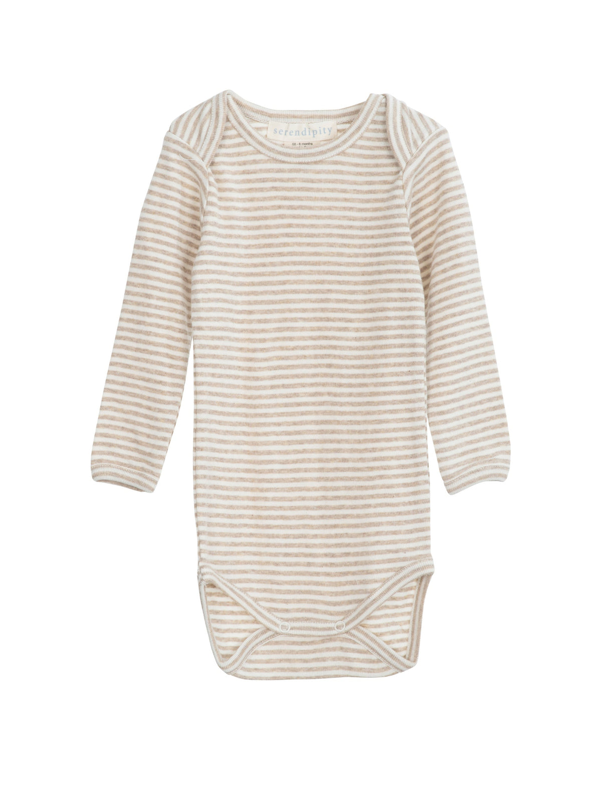 Serendipity organic cotton long sleeved oat stripe body suit