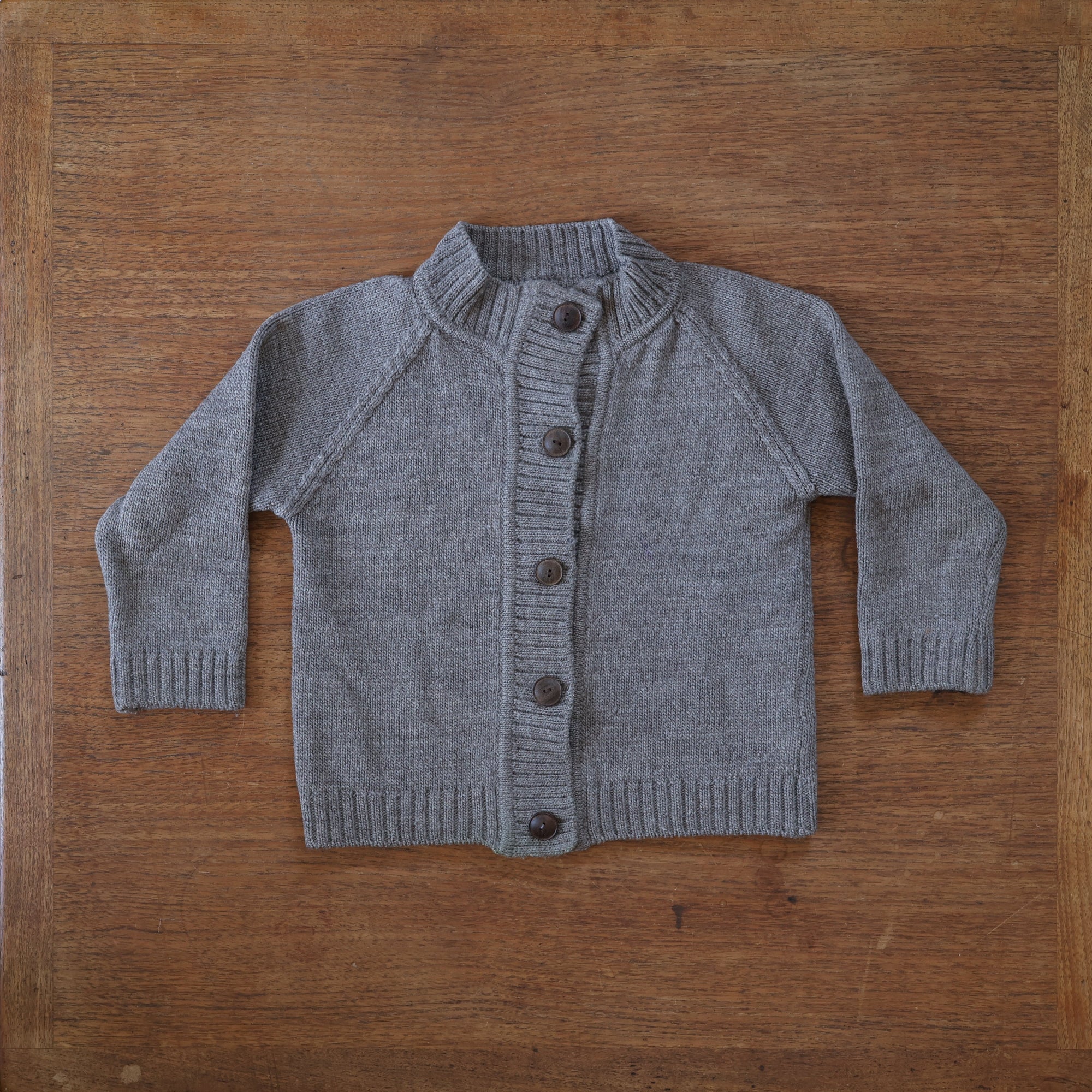 Photo of a preloved Nooks wool knit cardigan in caribou