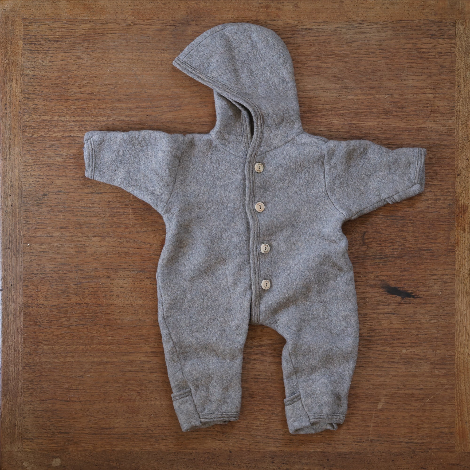 preloved engel wool fleece overall in walnut melange