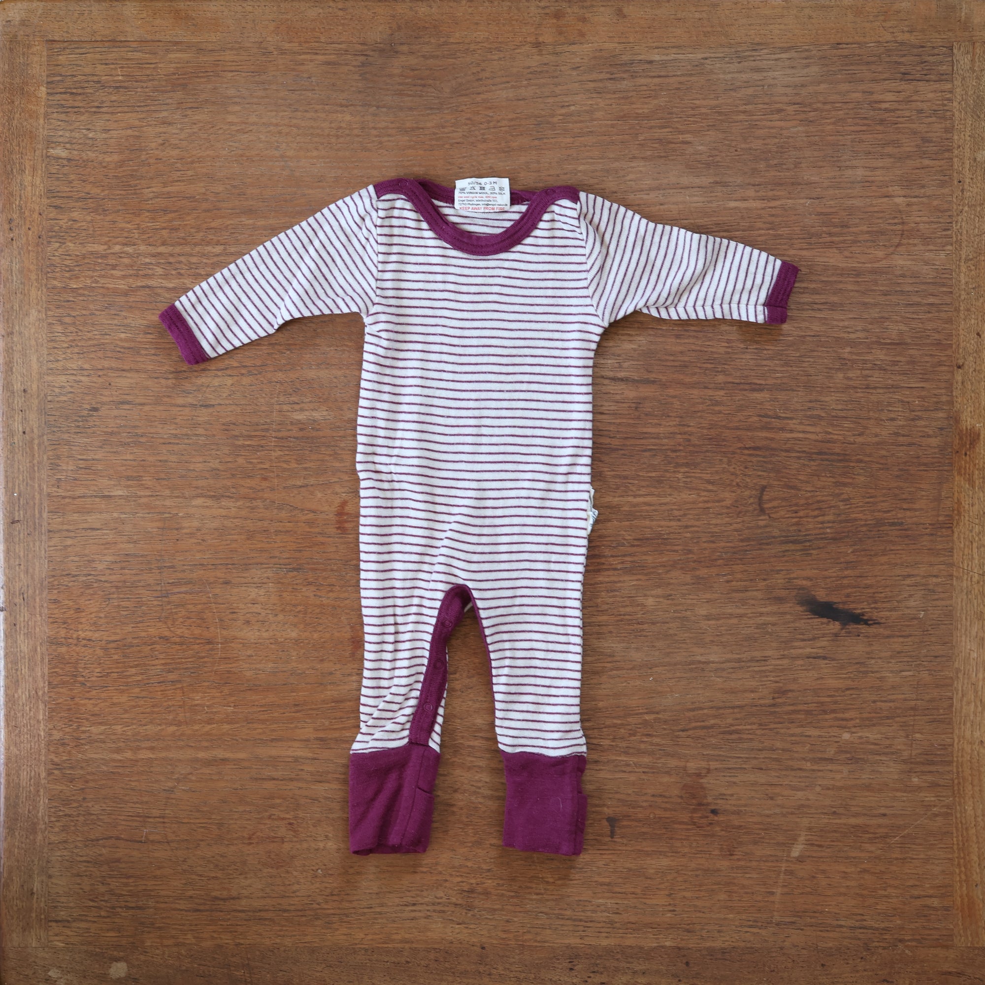 Engel Wool/silk striped pajamas (0-3 months)