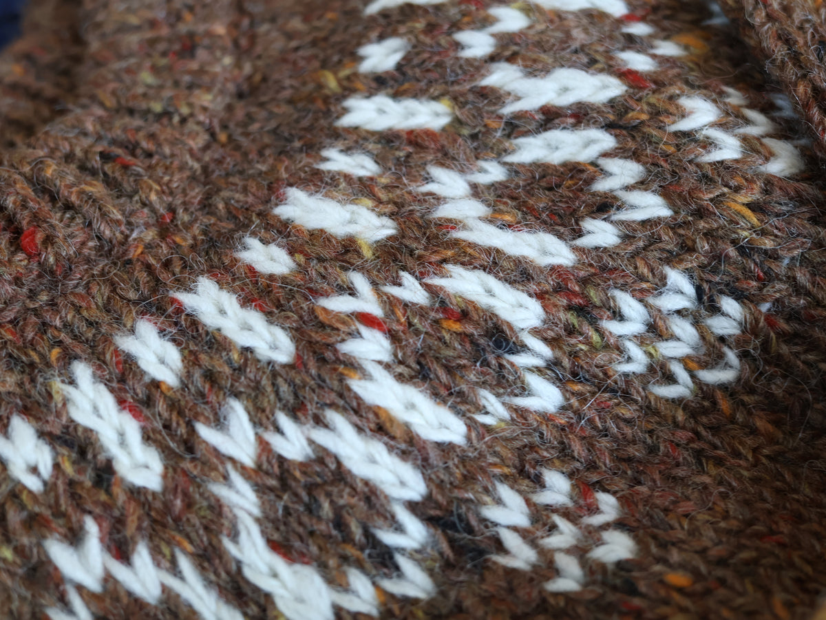 Close up of the chestnut  Bigelow Lane sweater