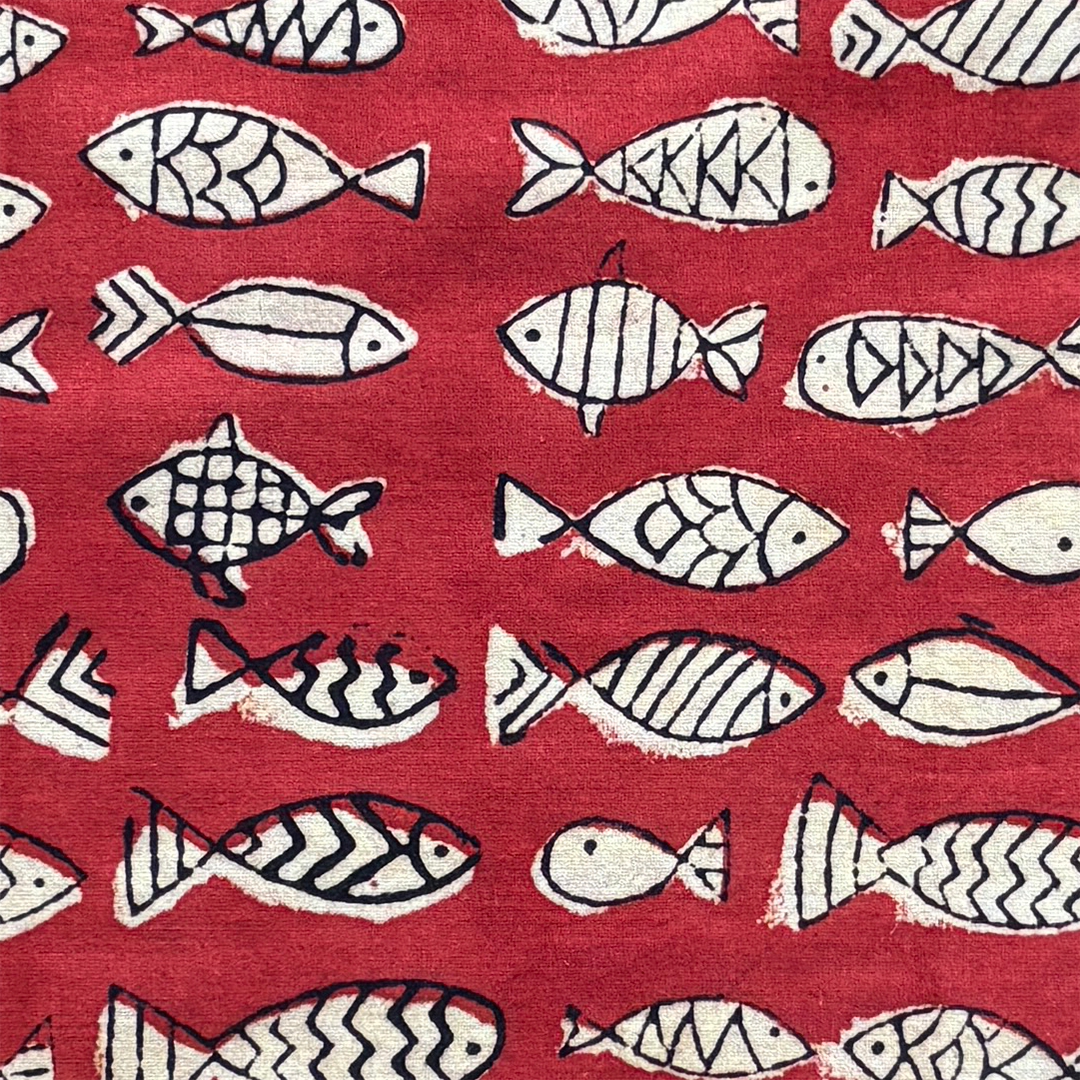 Cotton cloth gift wrapping in red fish