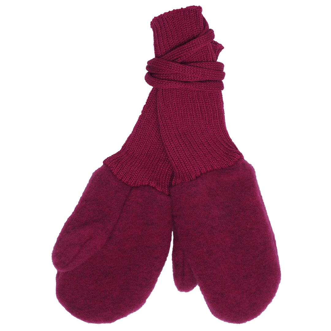 Reiff wool fleece mittens in berry