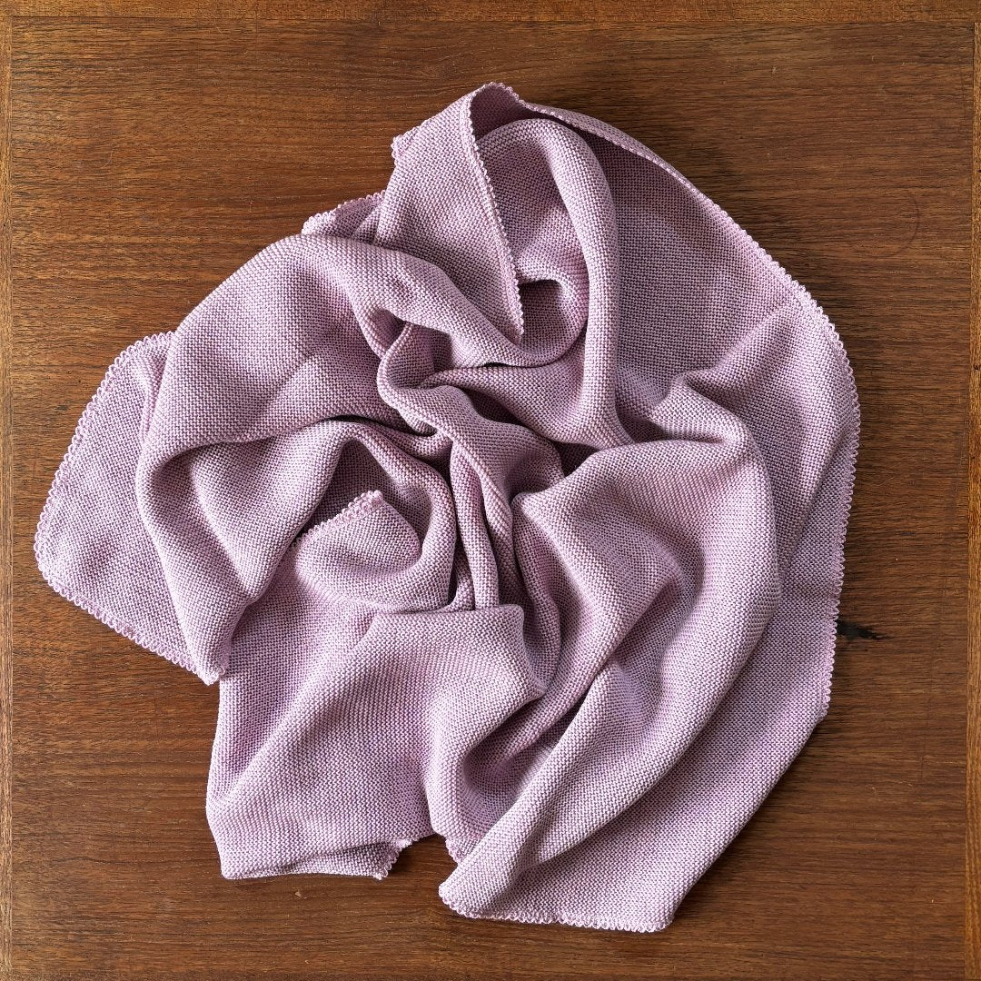 100% wool baby blanket in lilac. Made by Reiff 