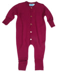 wool knit overall by Reiff in berry