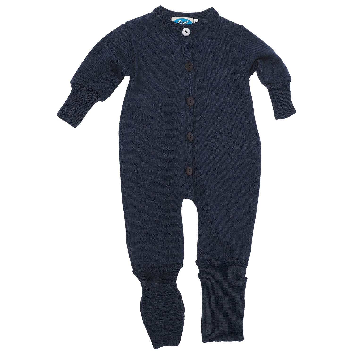 wool knit overall by Reiff in navy