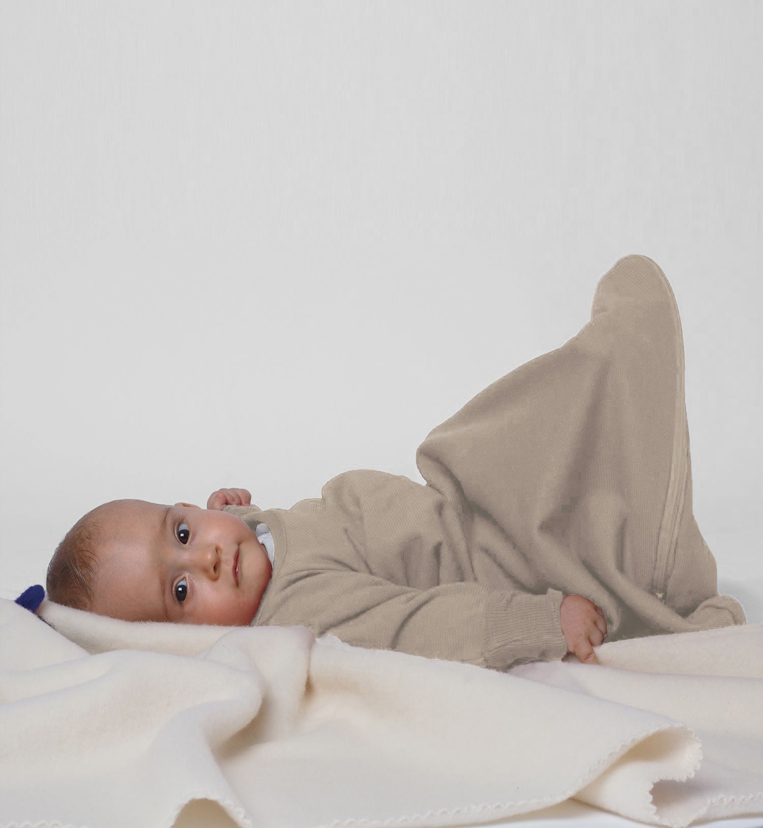 Baby in lightweight wool sleep sack 