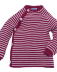 Reiff striped side button cardigan berry rose