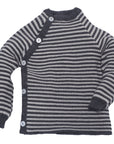 Reiff striped side button cardigan charcoal natural 