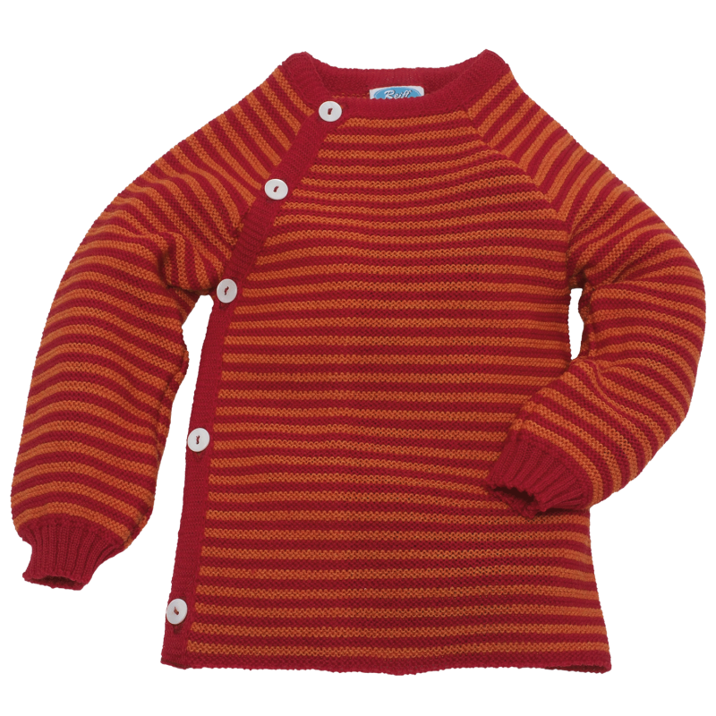 Reiff striped side button cardigan cayenne orange