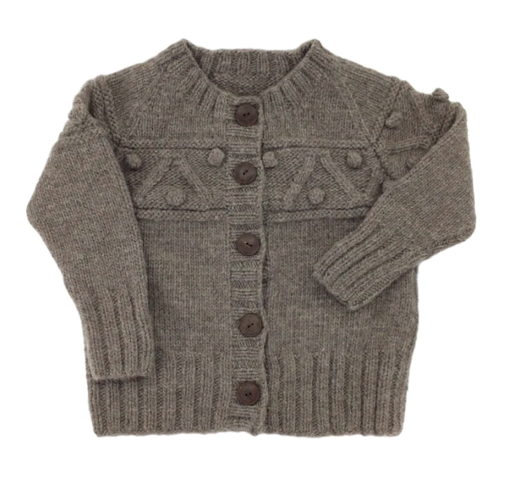 bobble knit cardigan in caribou brown