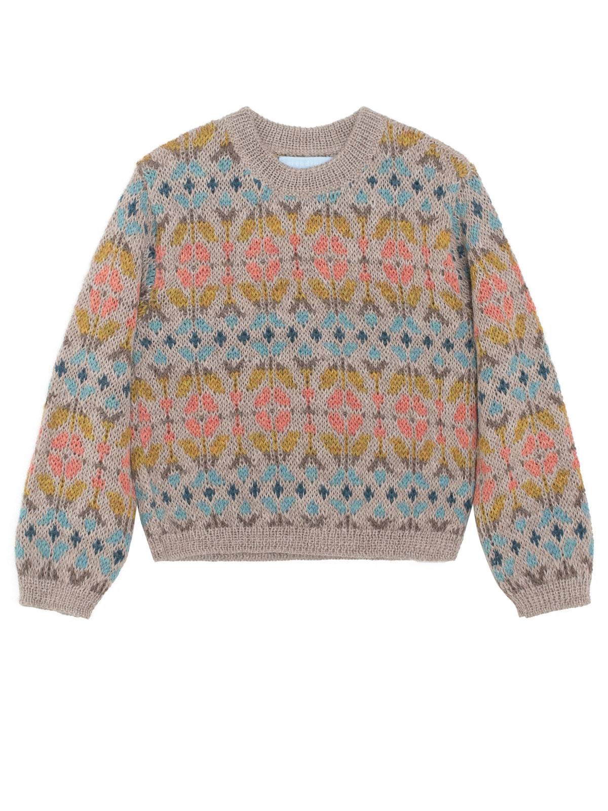 serendipity alpaca garden sweater with flower pattern