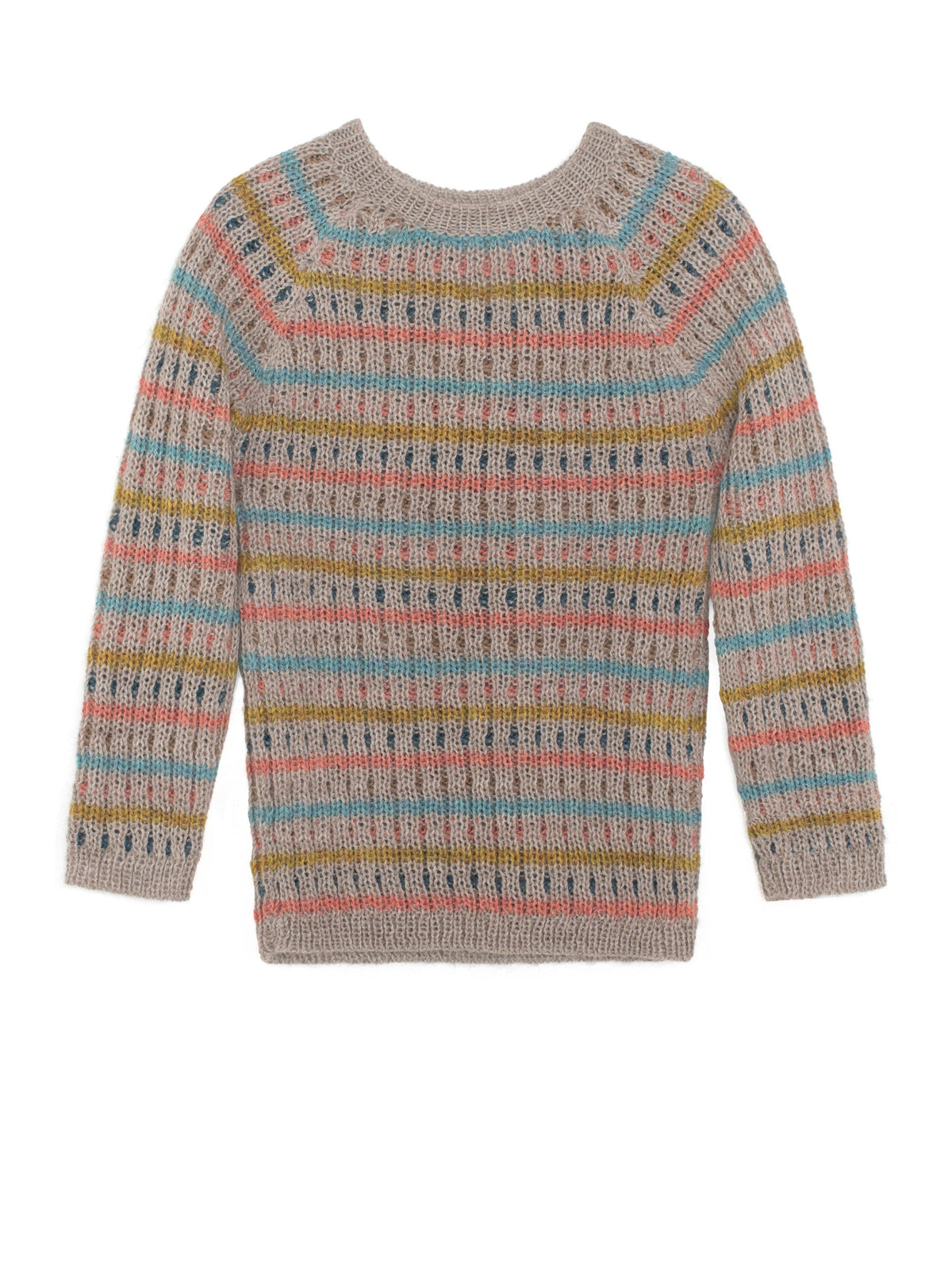Serendipity's alpaca wool long-sleeve rib knit sweater.