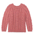 Serendipity Organics coral cable crewneck alpaca sweater.
