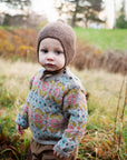 Toddler wearing serendipity alpaca garden sweater