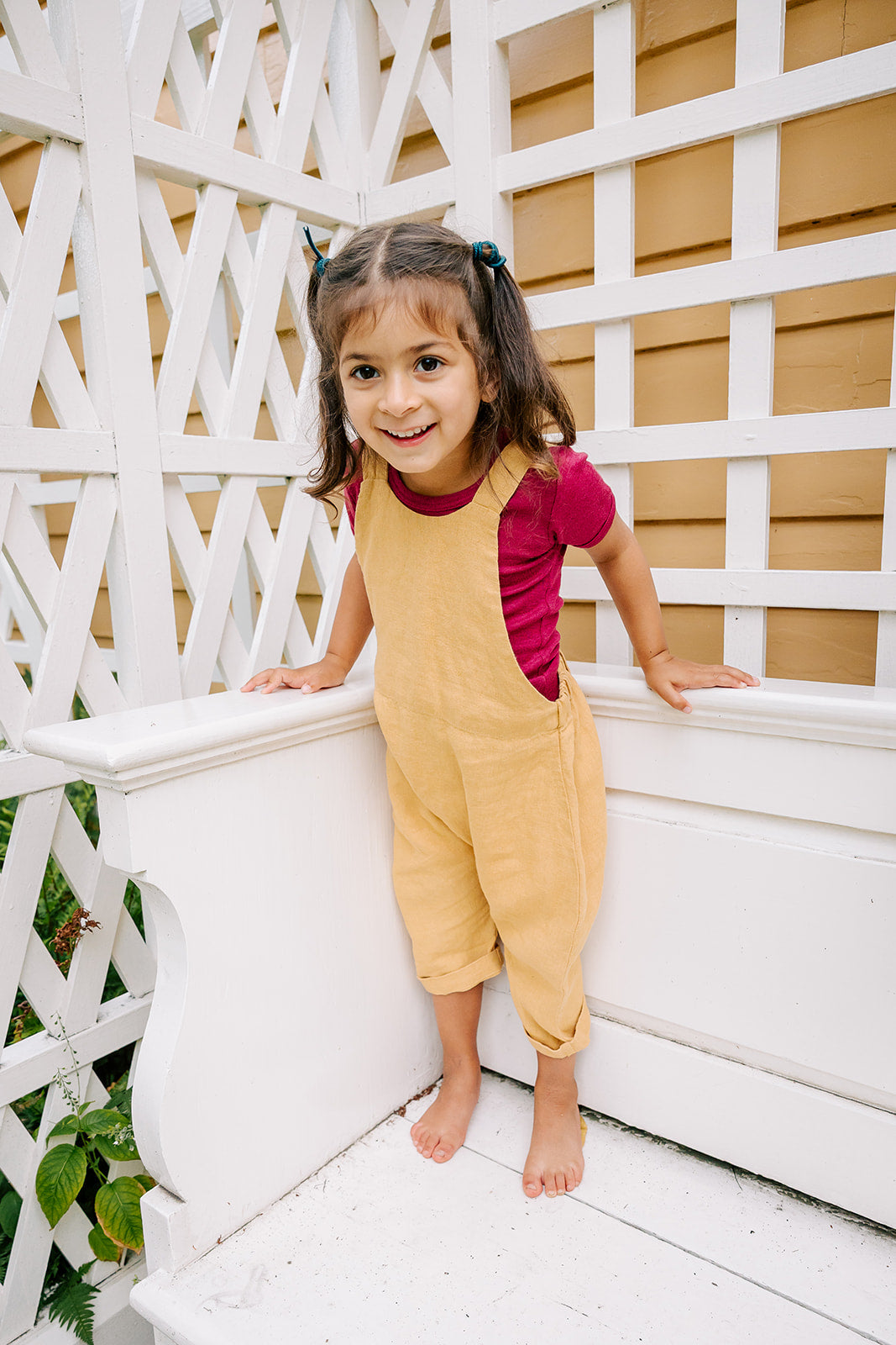 Lifestyle of girl in linen romper