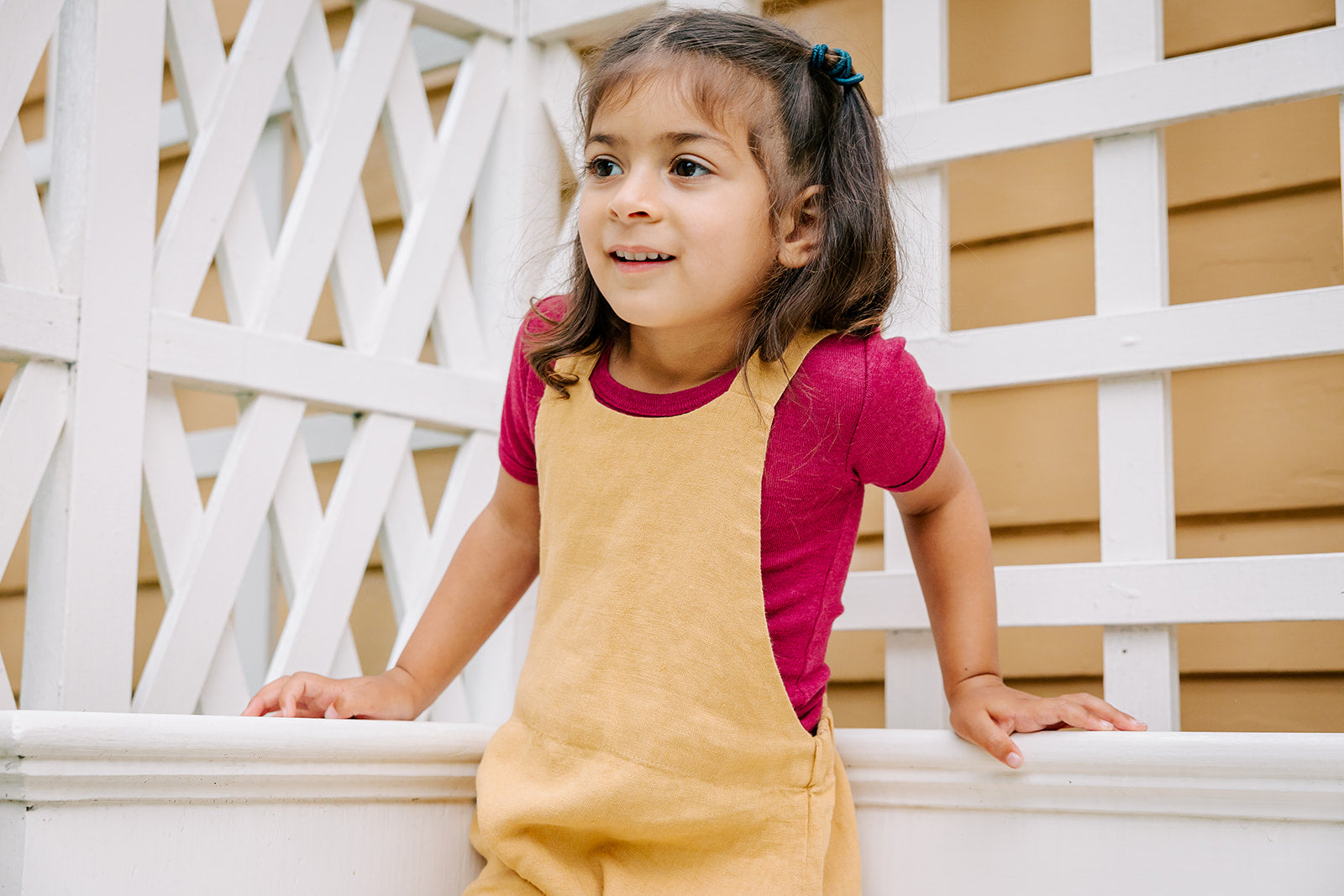 Lifestyle of girl in linen romper