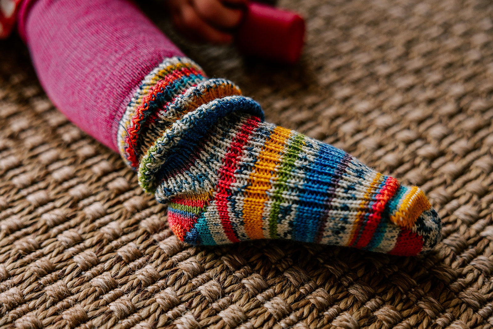 child wearing Grodo colorful wool socks