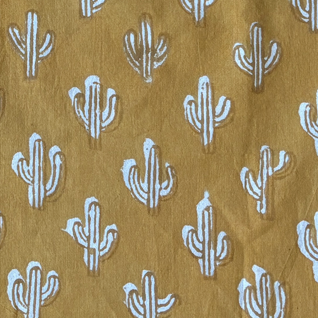 Cotton cloth gift wrapping in yellow cacti