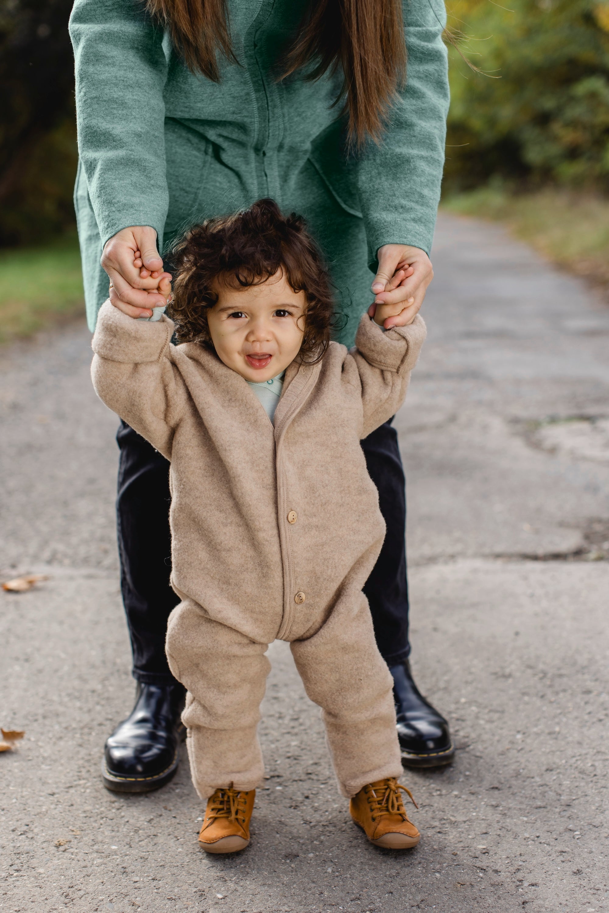 Hooded wool fleece overall