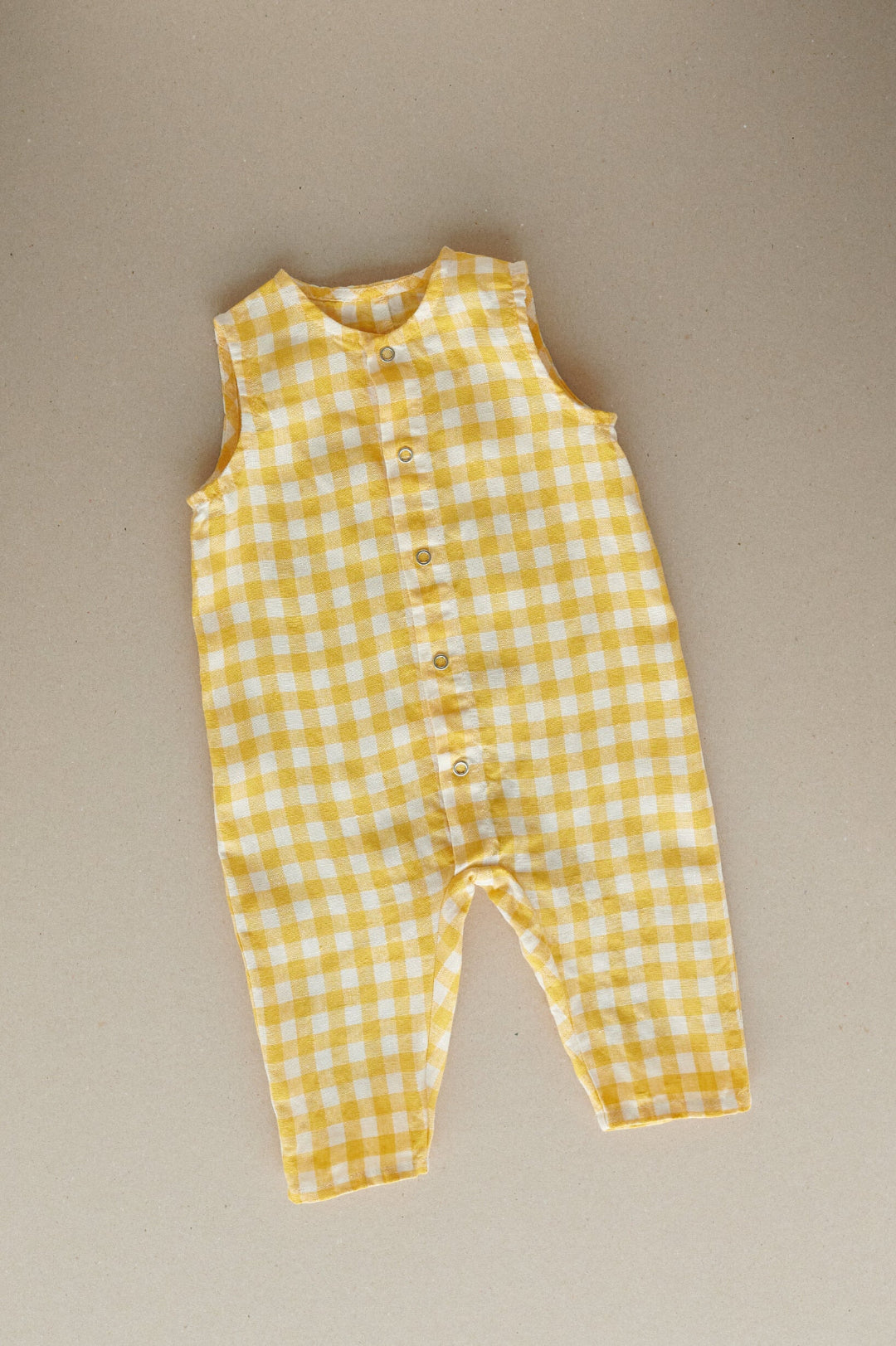 Linen fox jumpsuit in yellow gingham