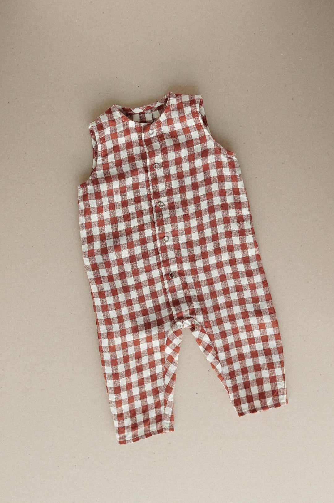 Linen fox jumpsuit in terracotta gingham
