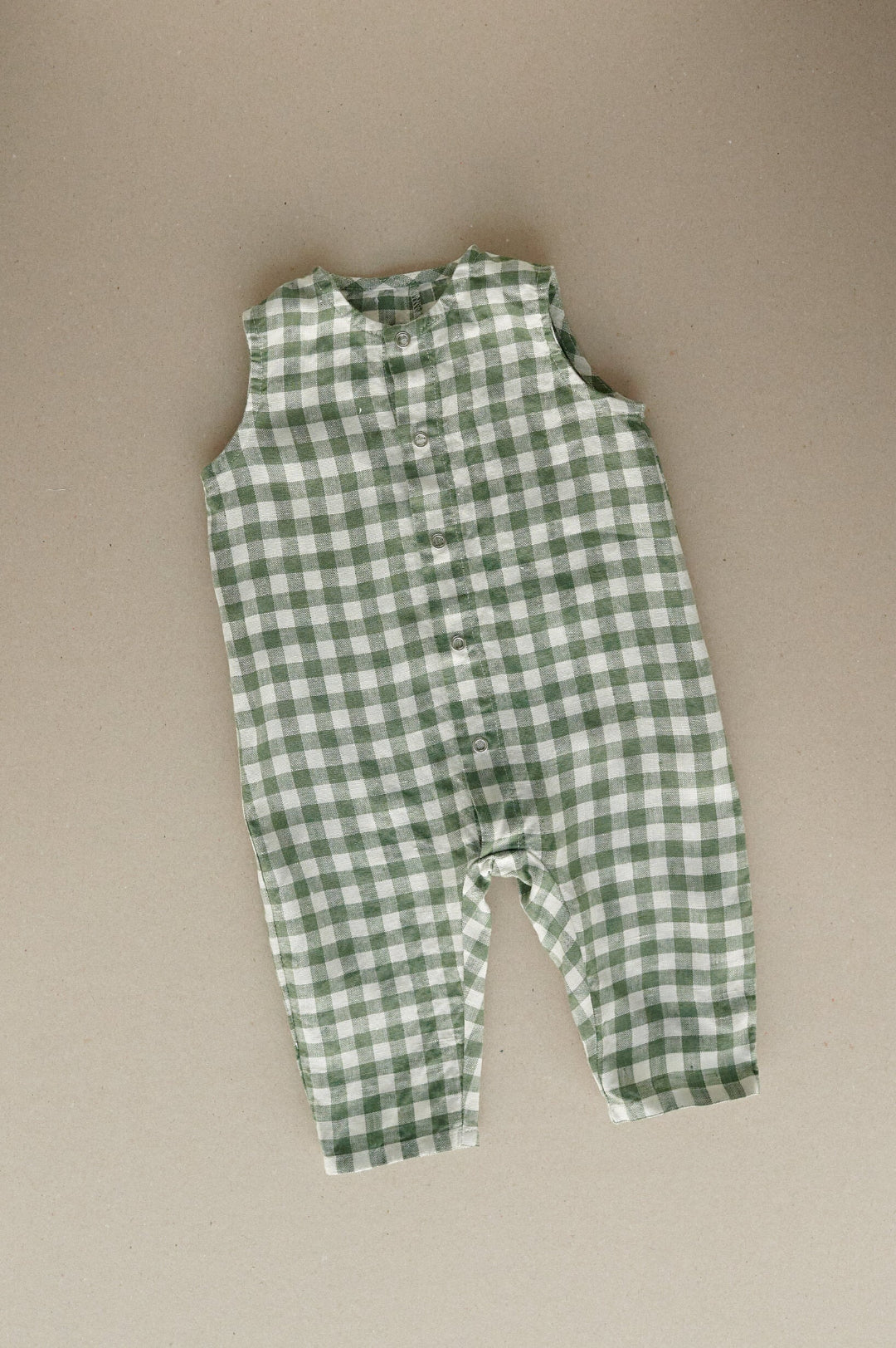 Linen fox jumpsuit in green gingham