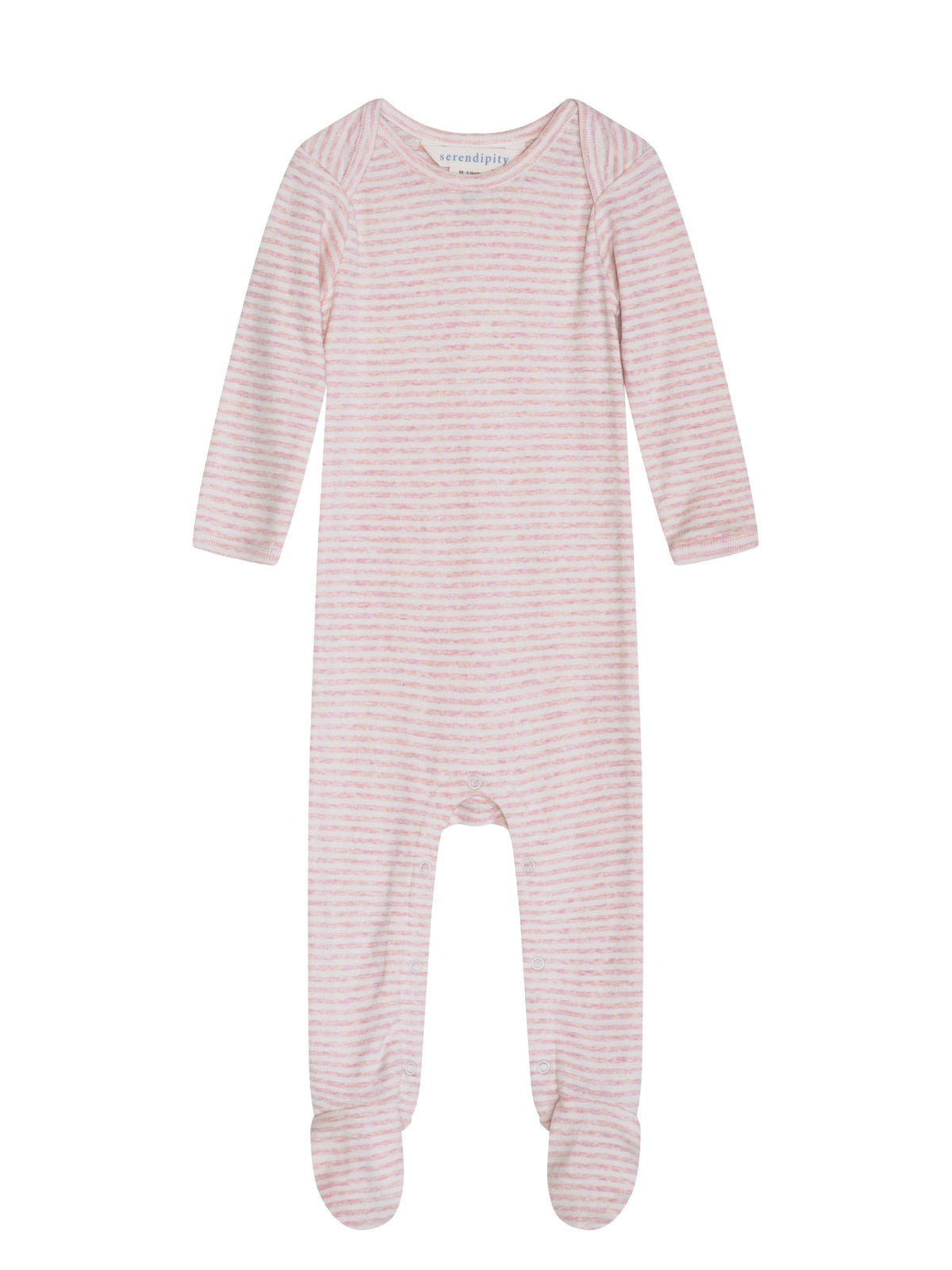 a serendipity organic cotton soft orchid striped long sleeve footed baby suit