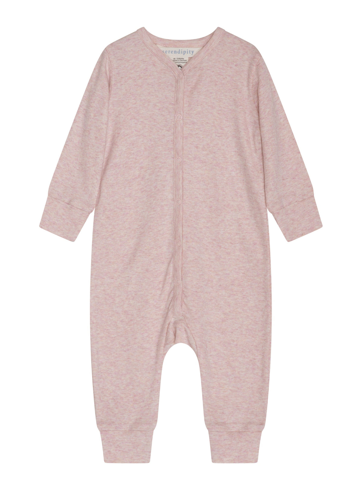 Serendipity organic cotton long sleeved soft orchid overall with snap enclosure