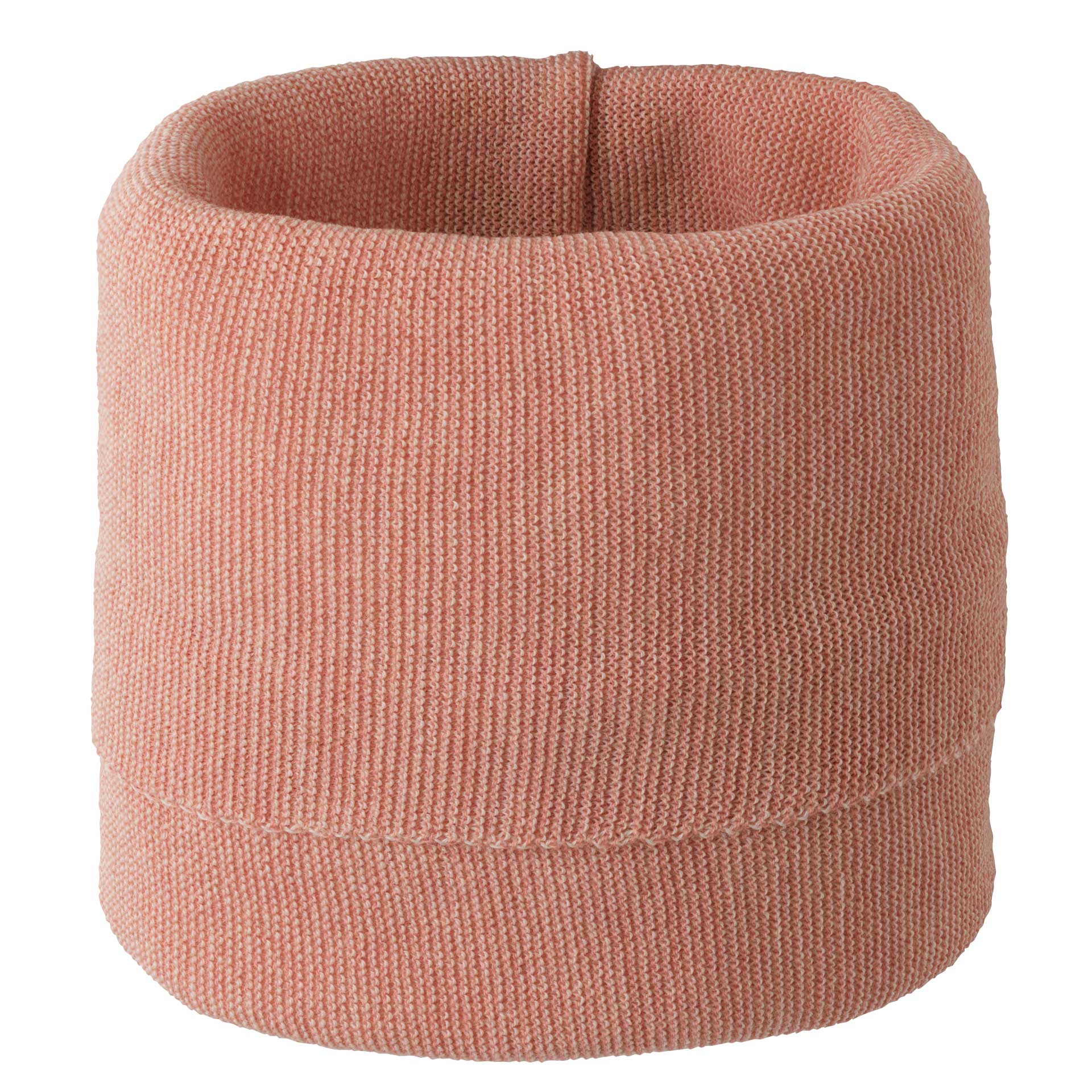 Disana wool melange tube scarf in soft pink and natural