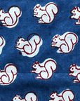 Cotton cloth gift wrapping in blue squirrels